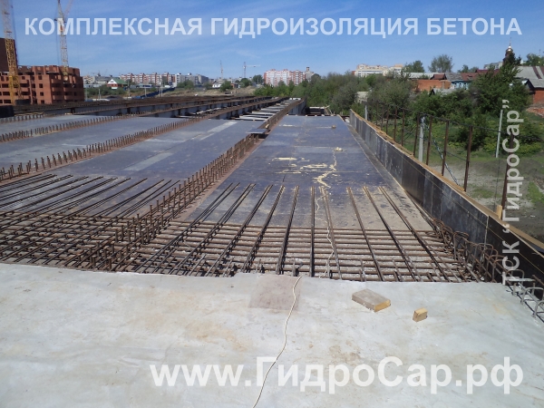 Гидроизоляция моста в Саранске на стадии строительства